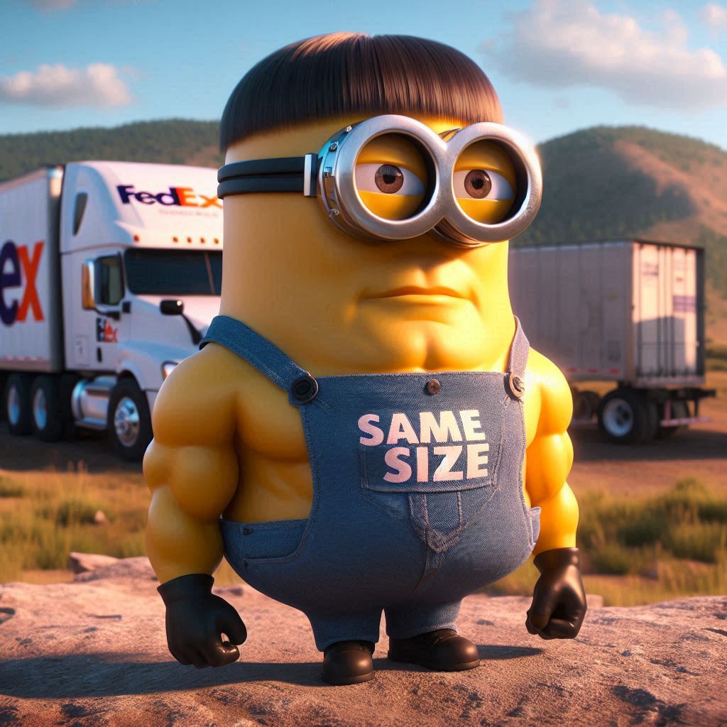 Bob Hickman illustrated as a buff minion working for fedex as that is what he does